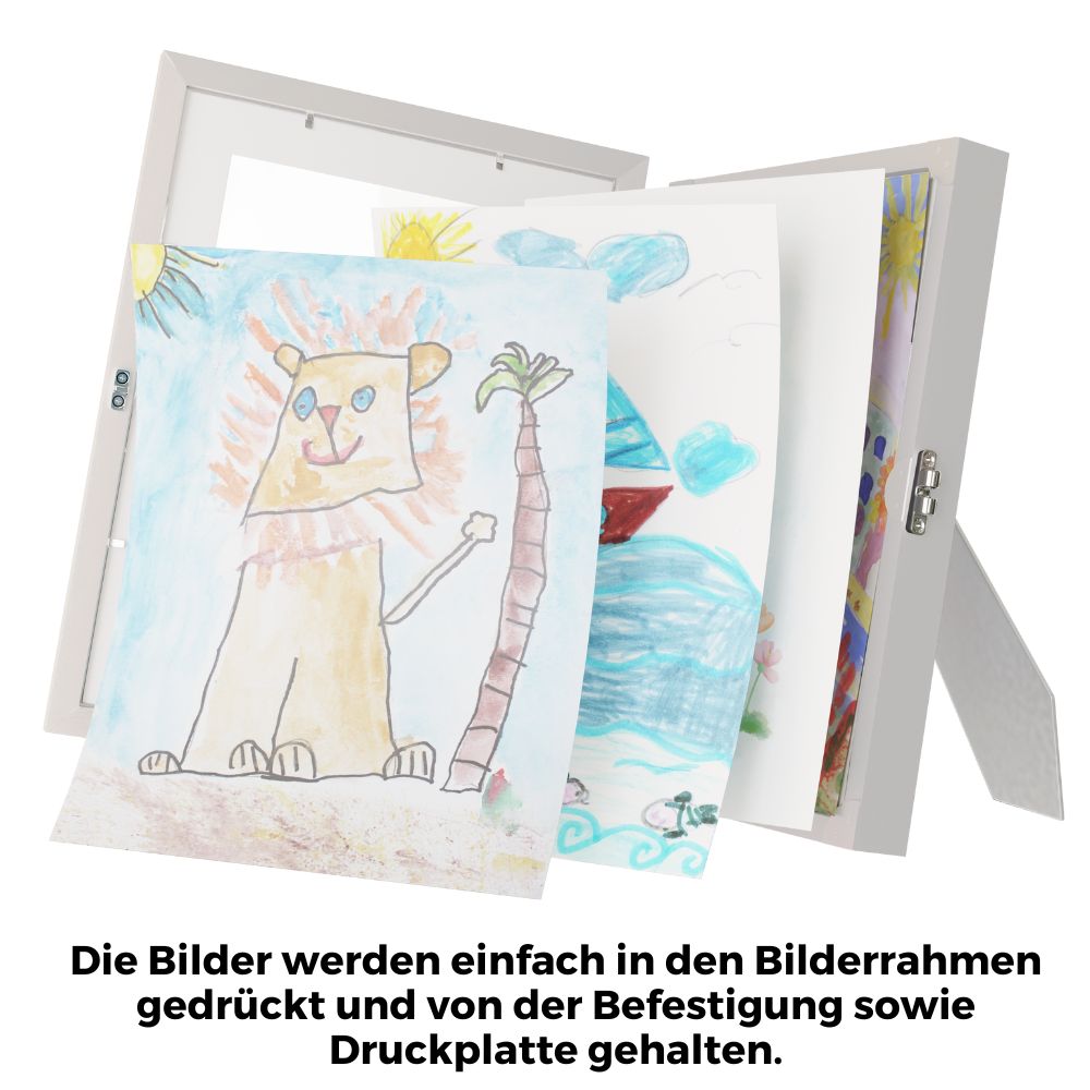 Ankerpunkt Bilderrahmen für Kinderzeichnungen A4 für bis zu 100 Kunstwerke, Zeichnungen weiß