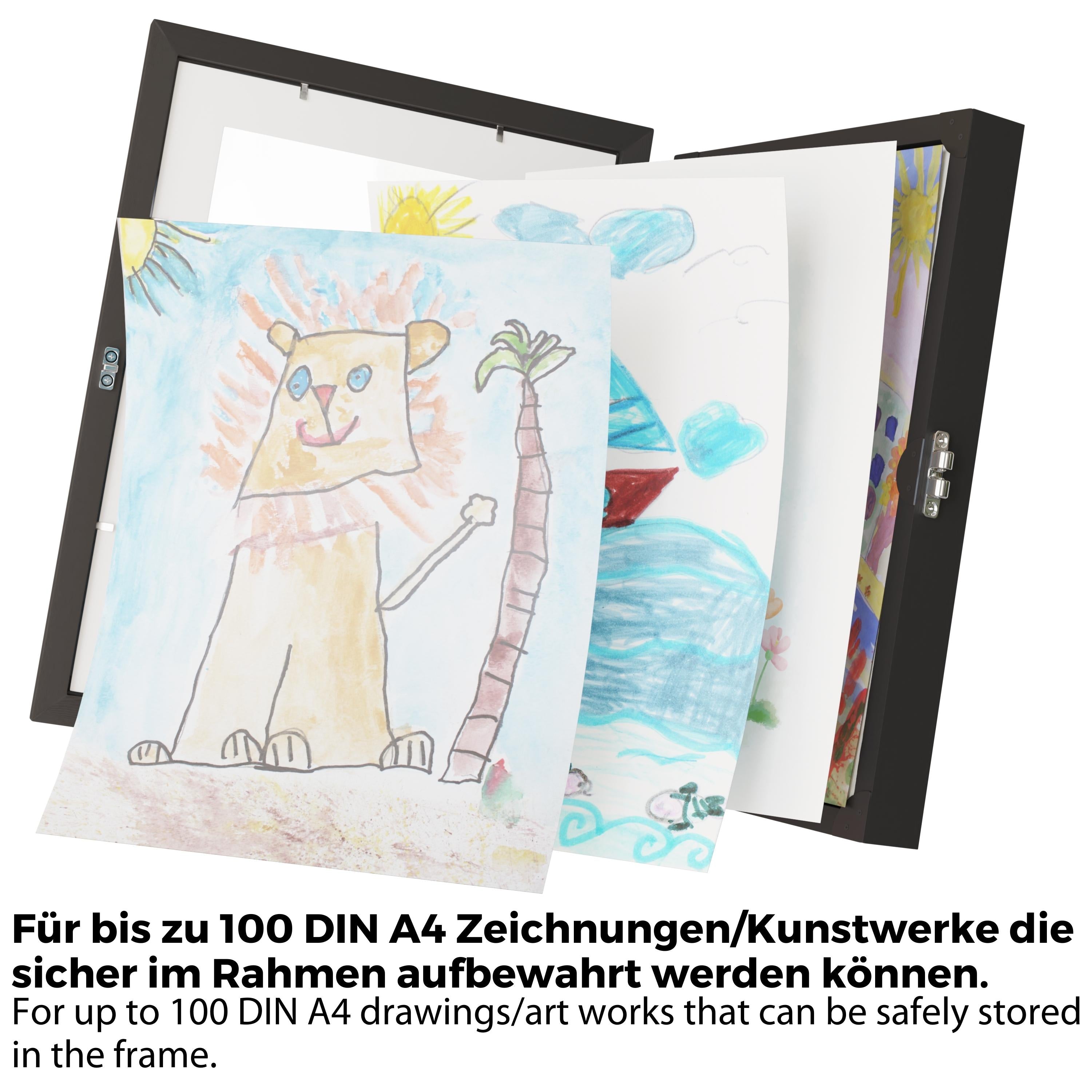 Ankerpunkt Bilderrahmen für Kinderzeichnungen A4 für bis zu 100 Kunstwerke, Zeichnungen