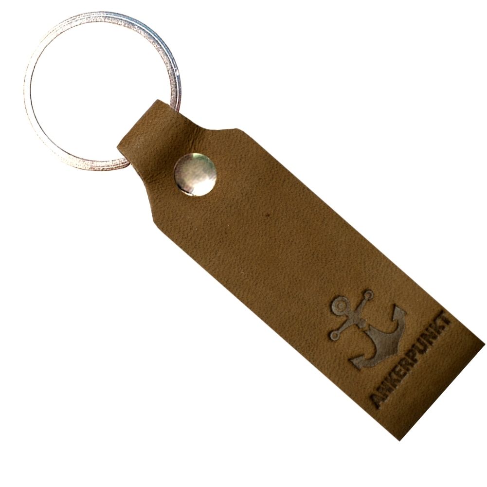Schlüsselanhänger mit Anker dunkelbraun Nahaufnahme